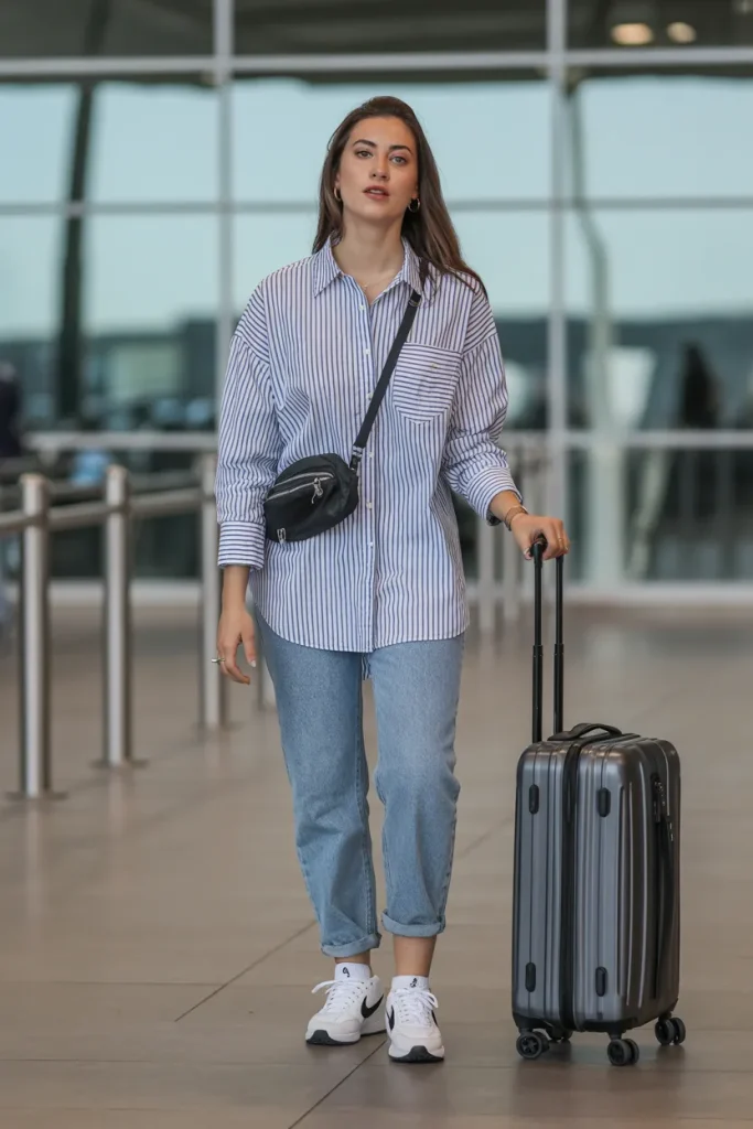 Stripe Shirt with Denim Jeans