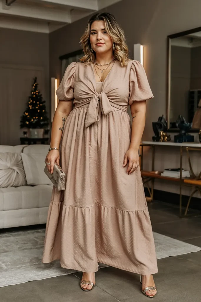 Textured Tie Detail Maxi Dress Birthday Outfit
