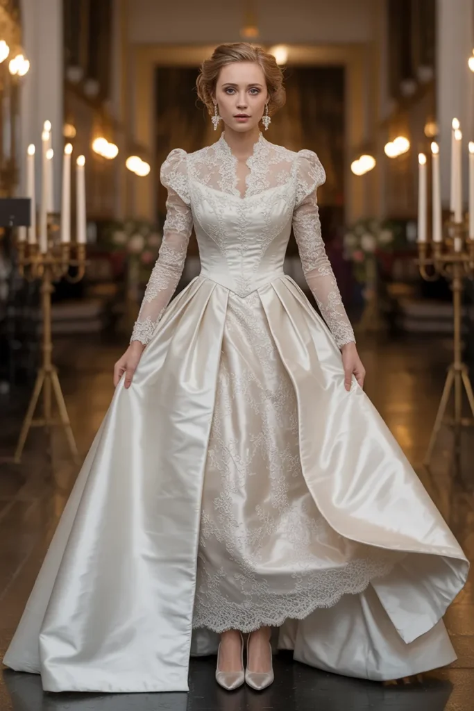 Victorian Lace and Satin Gown