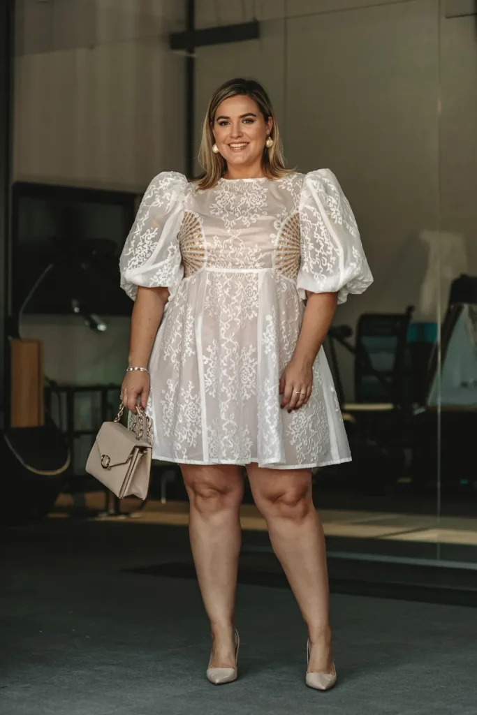 White Lace Statement Sleeve Summer Birthday Outfit