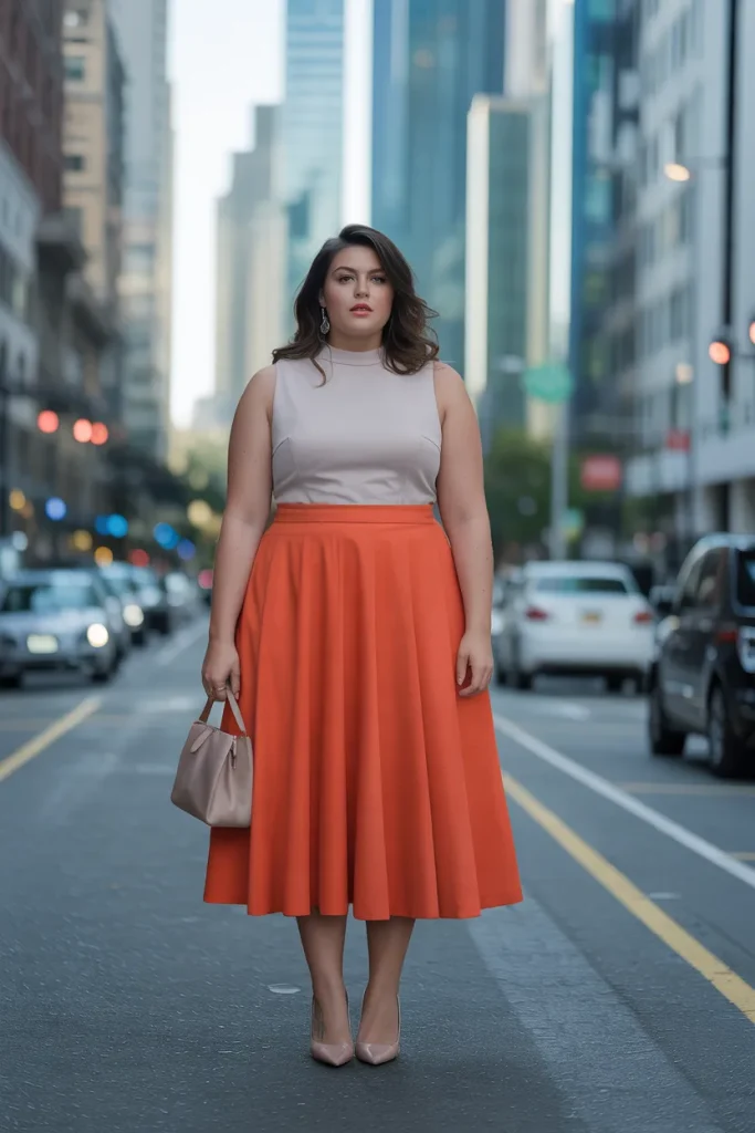 A Line Skirts with Sleeveless Tops
