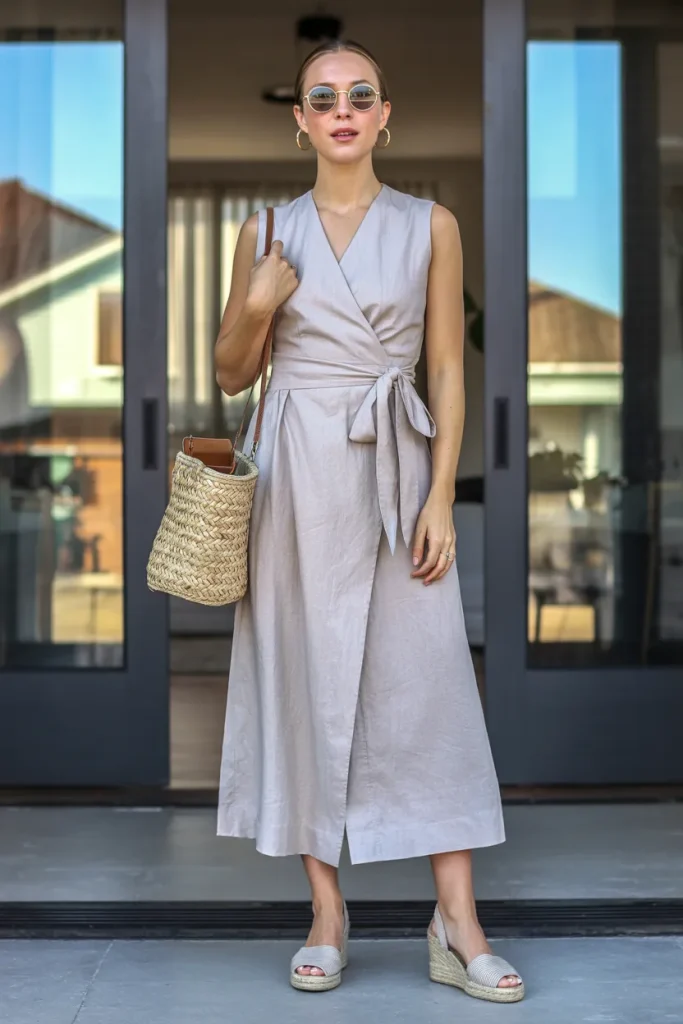 Banana Republic’s Linen V Neck Wrap Dress