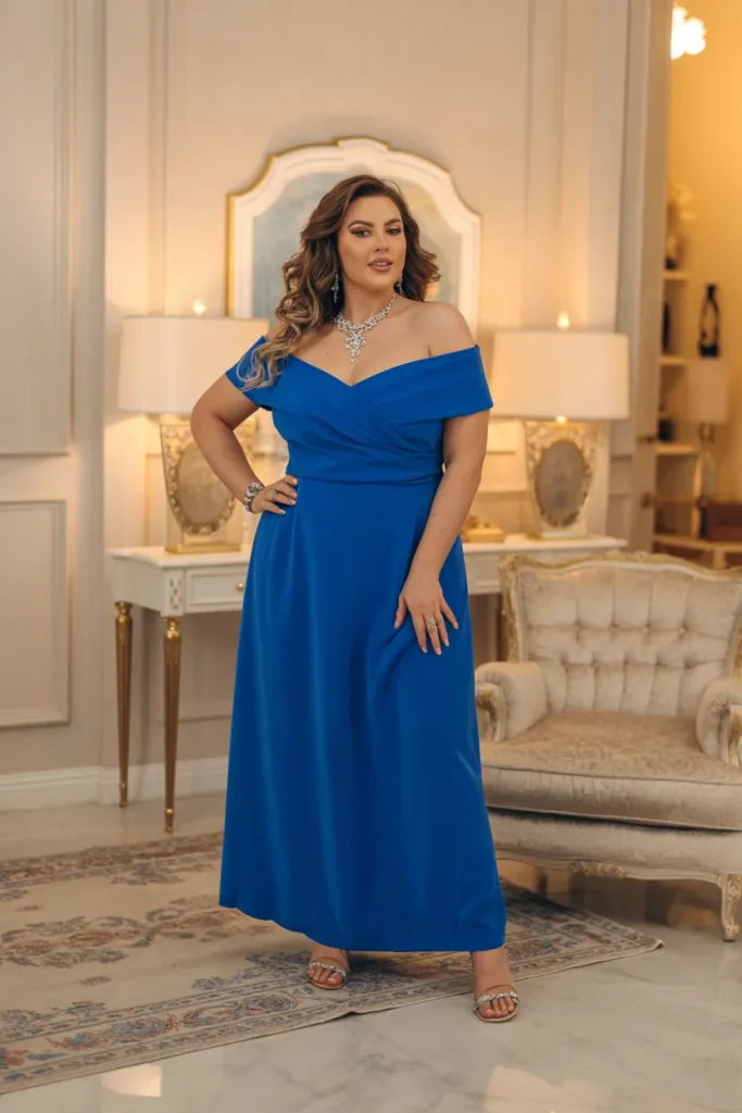 Blue Off Shoulder Dress