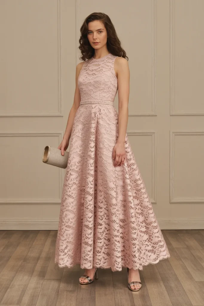 Blush Pink Lace Gown