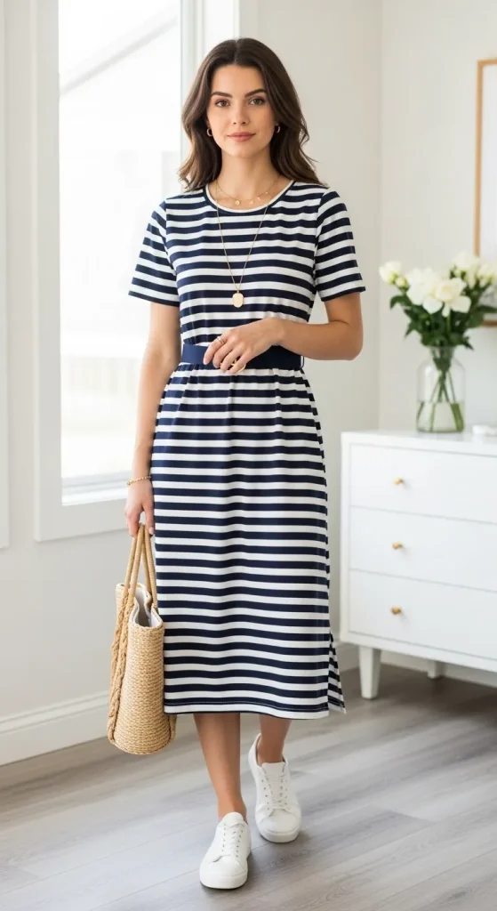 Breton Stripe Midi Dress