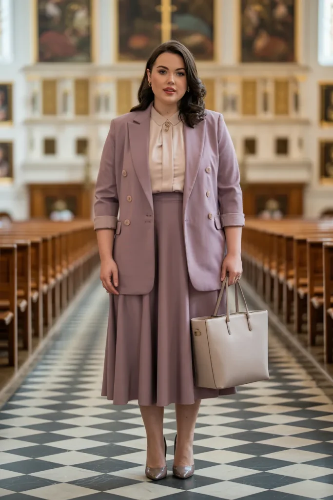 Classic Blazer with Midi Skirt