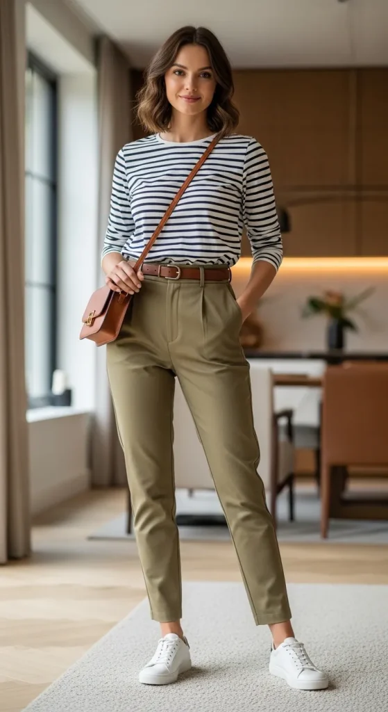 Classic Breton Tee Khaki Trousers