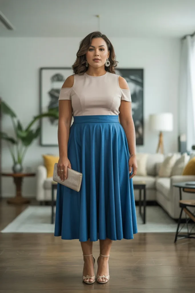 Cold Shoulder Tops with Midi Skirts