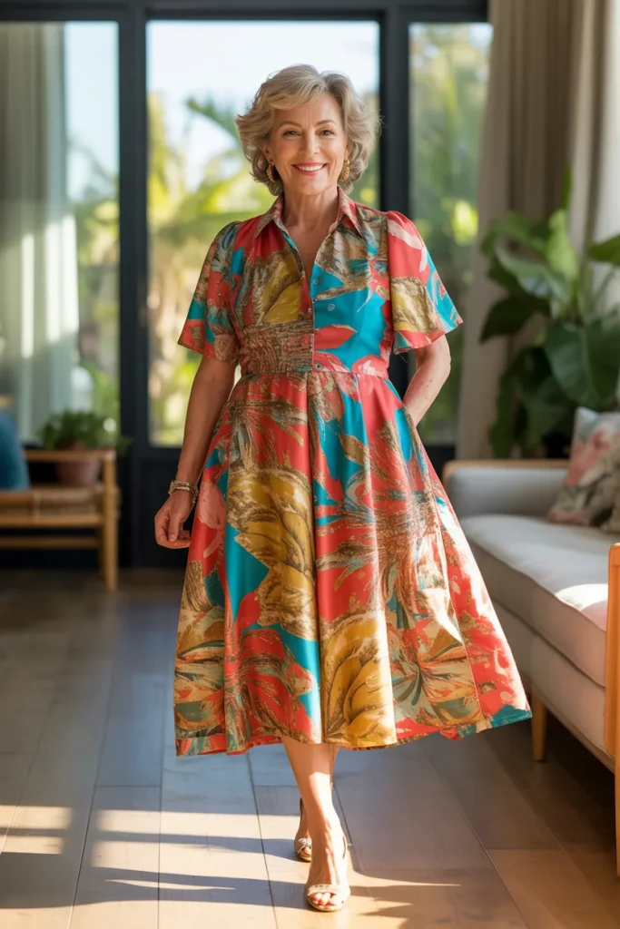 Colorful Printed Midi Dress