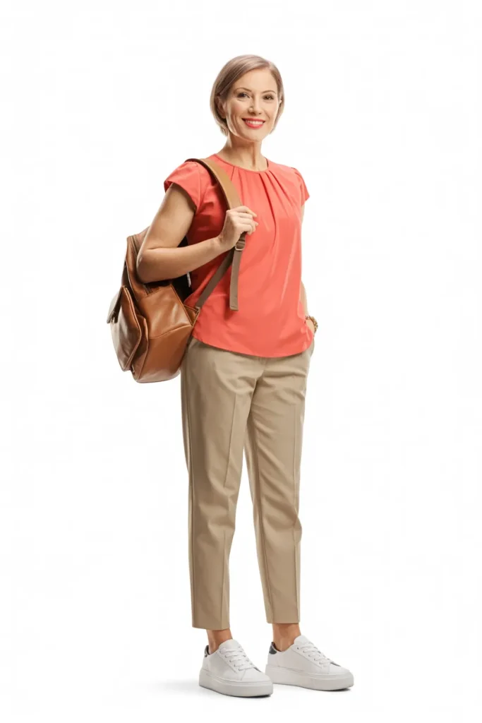 Coral Blouse Casual Outfit