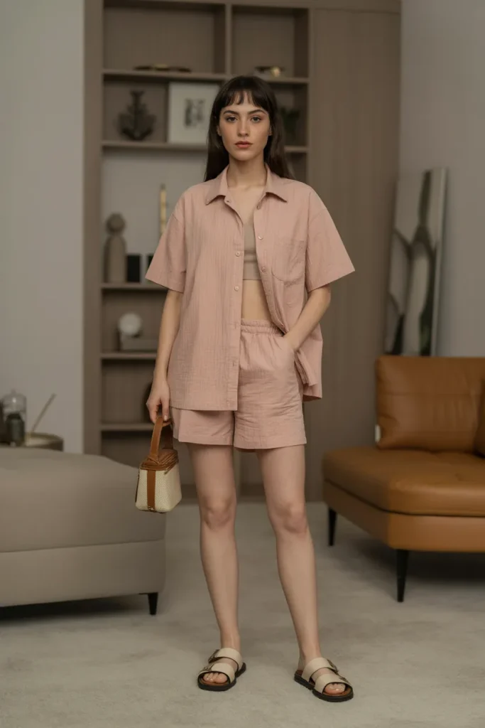 Cotton Shirt With Shorts Co Ords