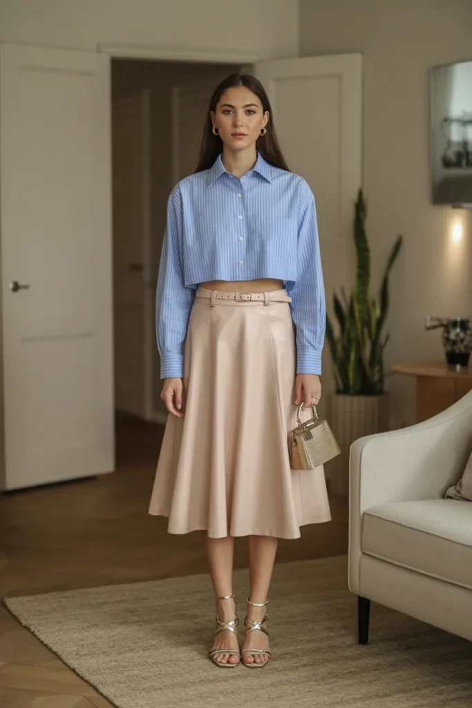 Cropped Shirt A Line Skirt
