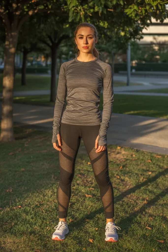 Dry Fit Long Sleeve Top Mesh Leggings 2