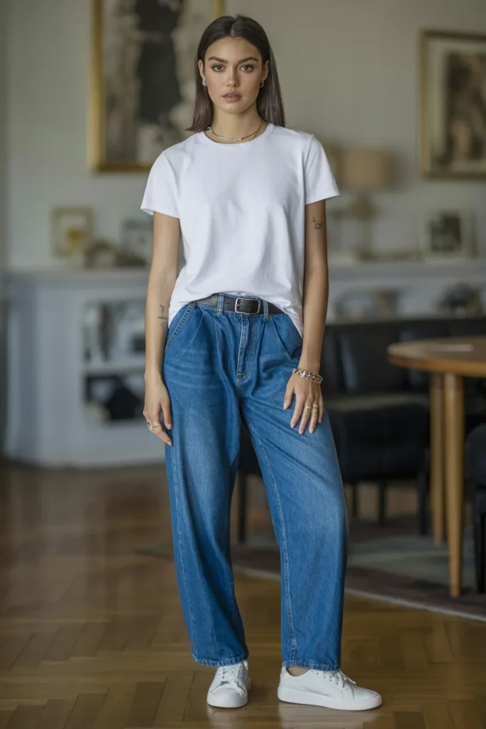 Effortless White Tee Relaxed Denim