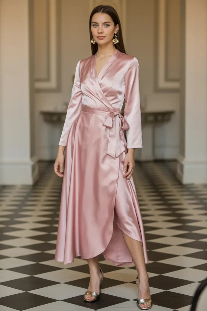 Elegant Satin Wrap Dress