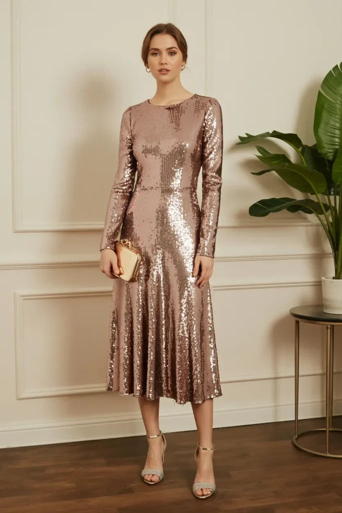 Elegant Sequin Dresses with Ankle Heels for Girls