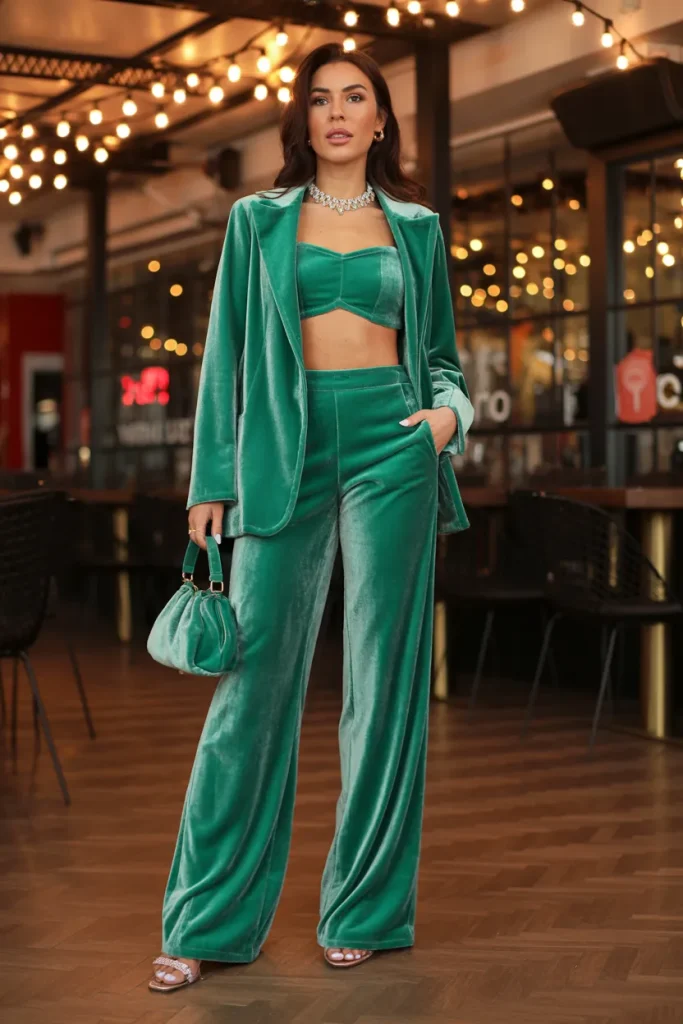 Emerald Velvet Two Piece Set
