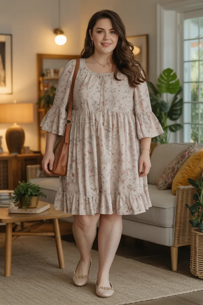Flared Sleeve Dress for Family Gatherings