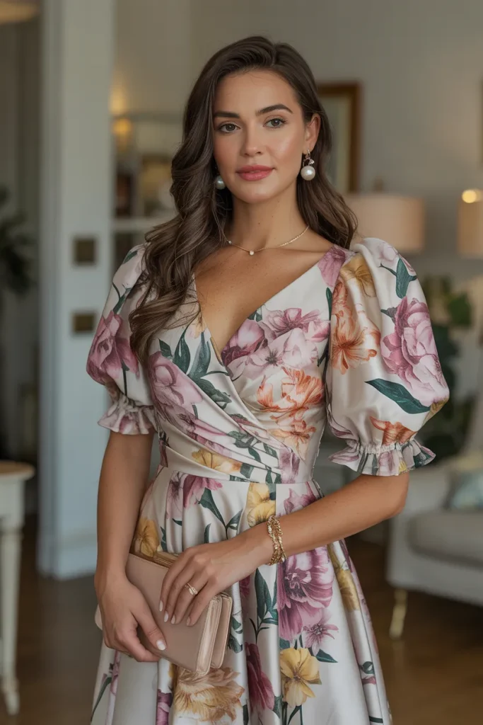 Floral Print Midi Dress for Garden Parties