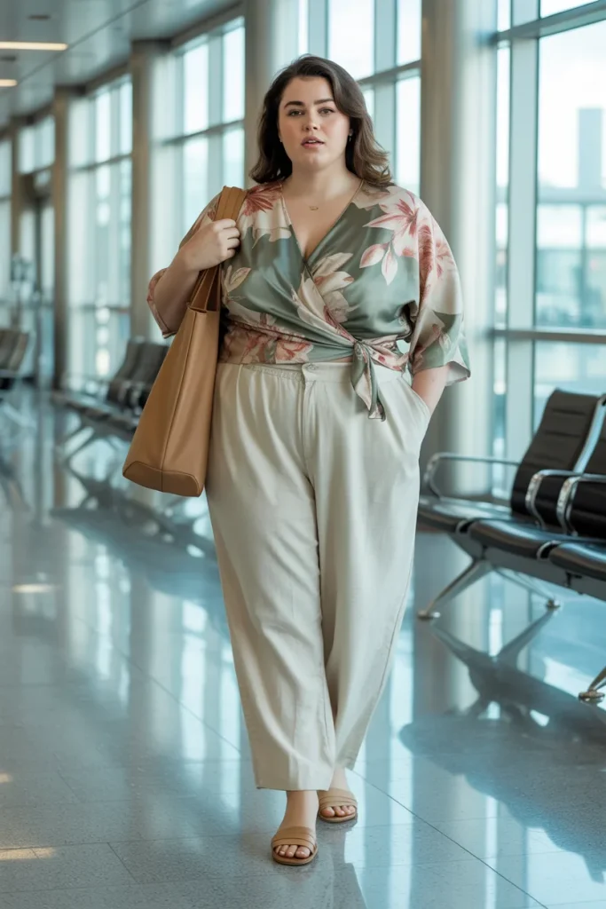 Floral Wrap Tops with Linen Pants for Effortless Chic