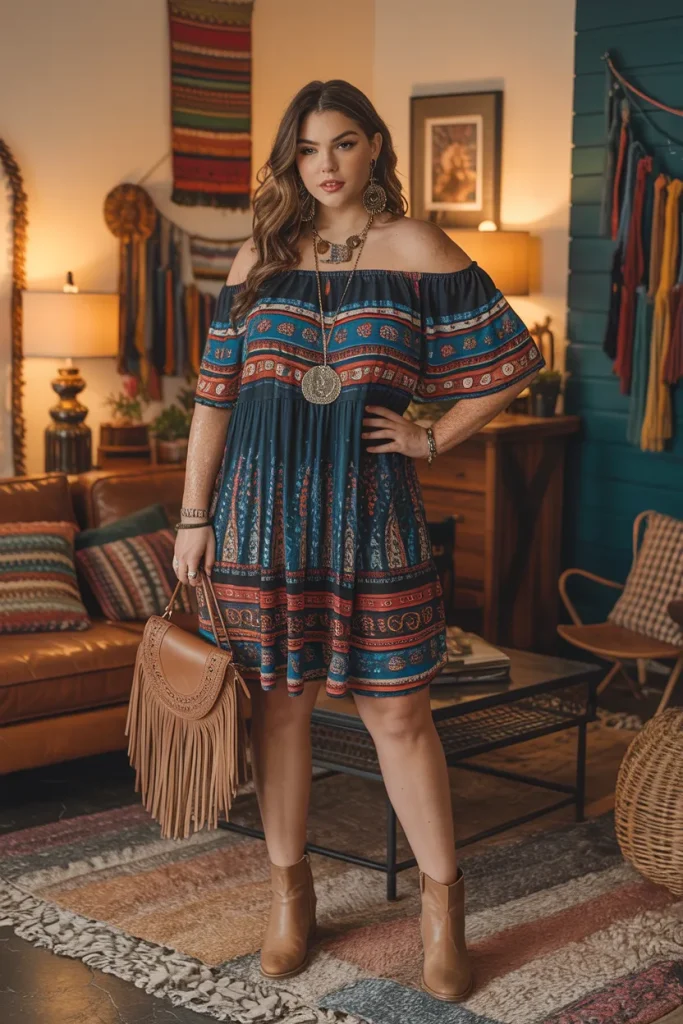 Flowy Off Shoulder Dress for Music Festivals