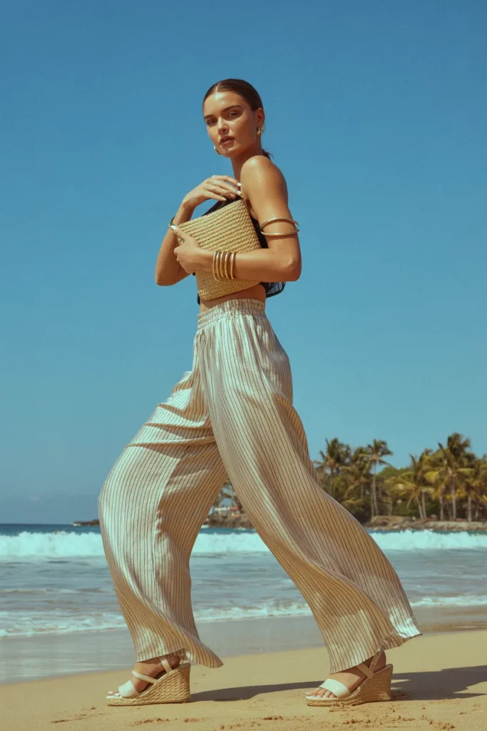 Flowy Palazzo Pants with Crop Top