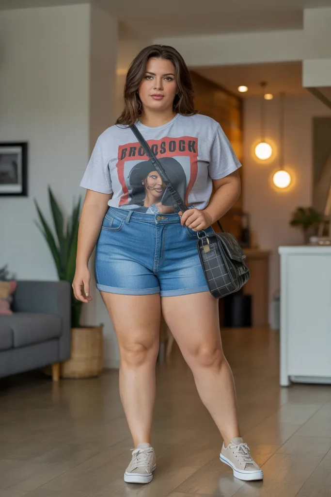 Graphic Tees with Denim Shorts