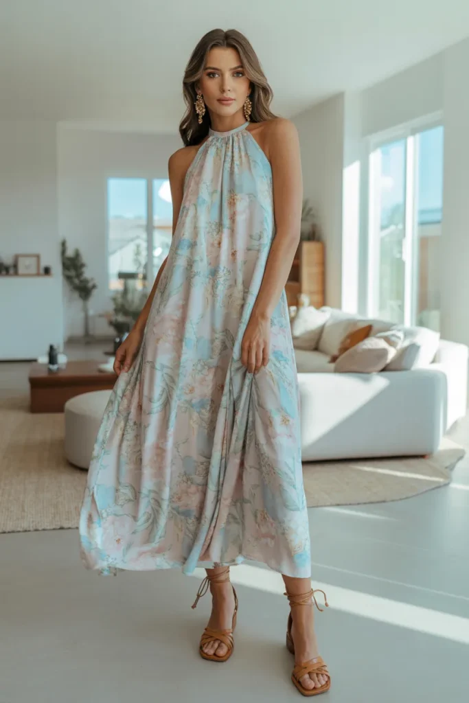 Halter Strap Long Dress for a Spring Outfit