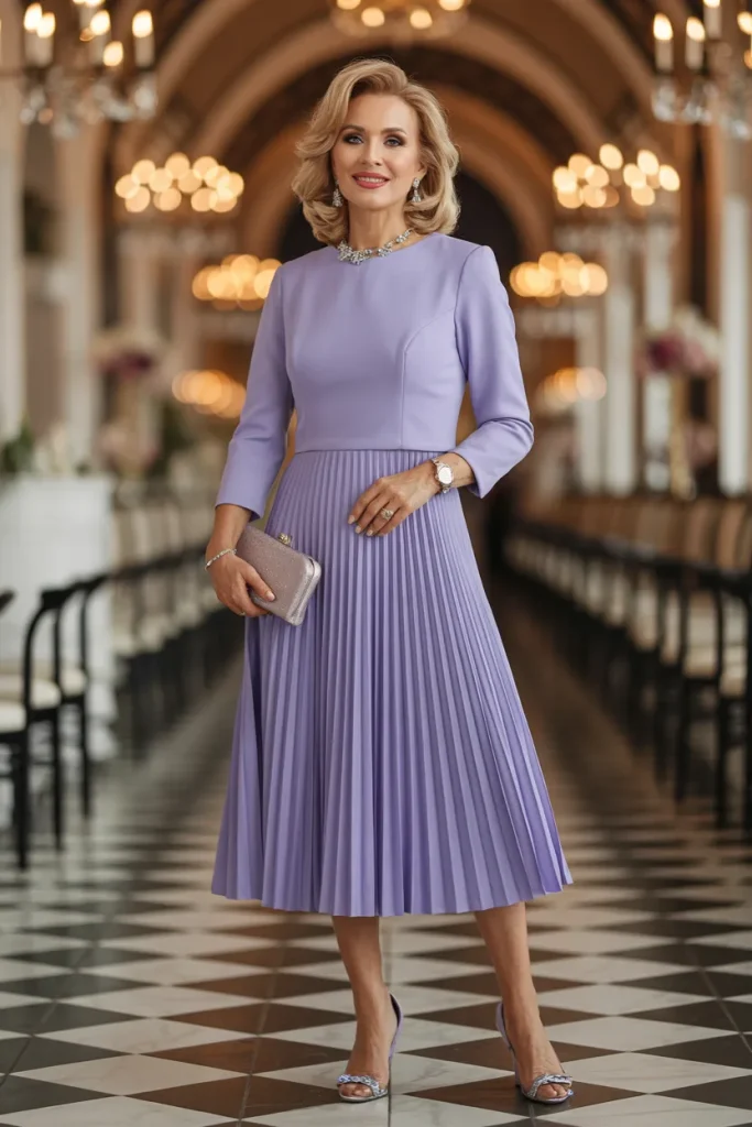 Lavender Pleated Midi Look
