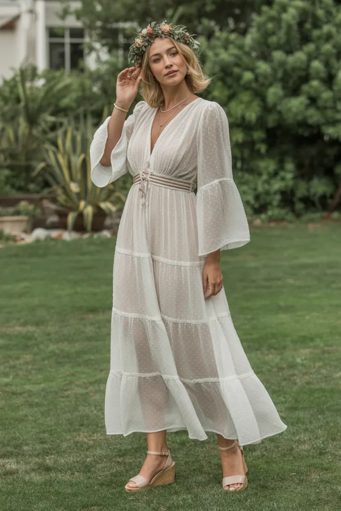 Long Boho Style Spring Wedding Dress for Guest