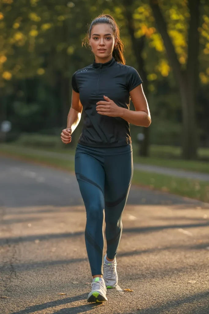 Mock Neck Zip Tee Running Tights