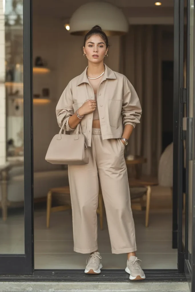 Monochrome Beige Casual Set