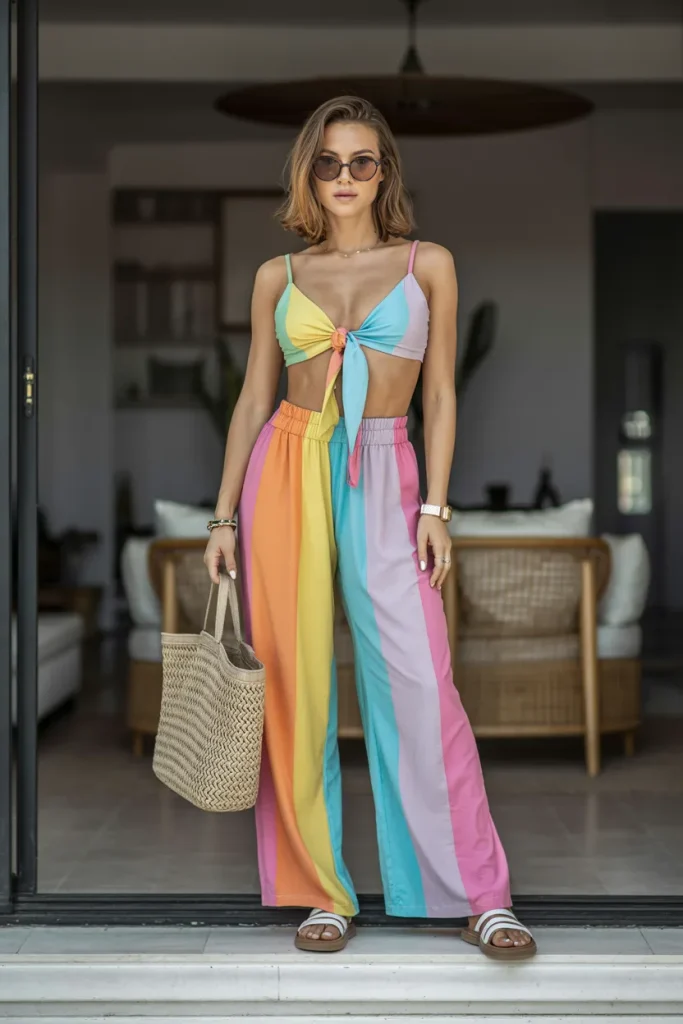 Multi Color Two Piece Set for Beach Wear