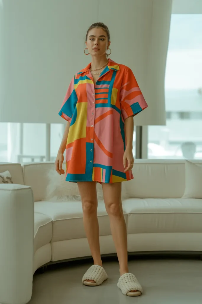 Multicolor Mini Dress with Slipper