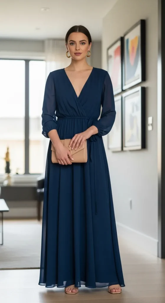 Navy Maxi Wrap Dress