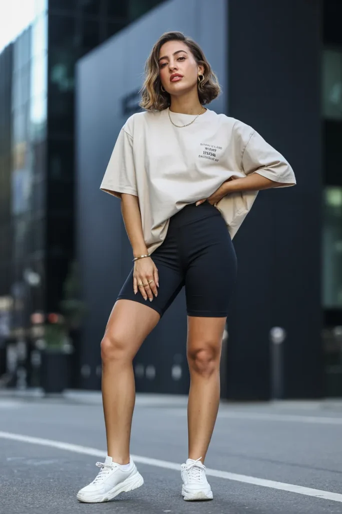 Oversized Tee Bike Shorts