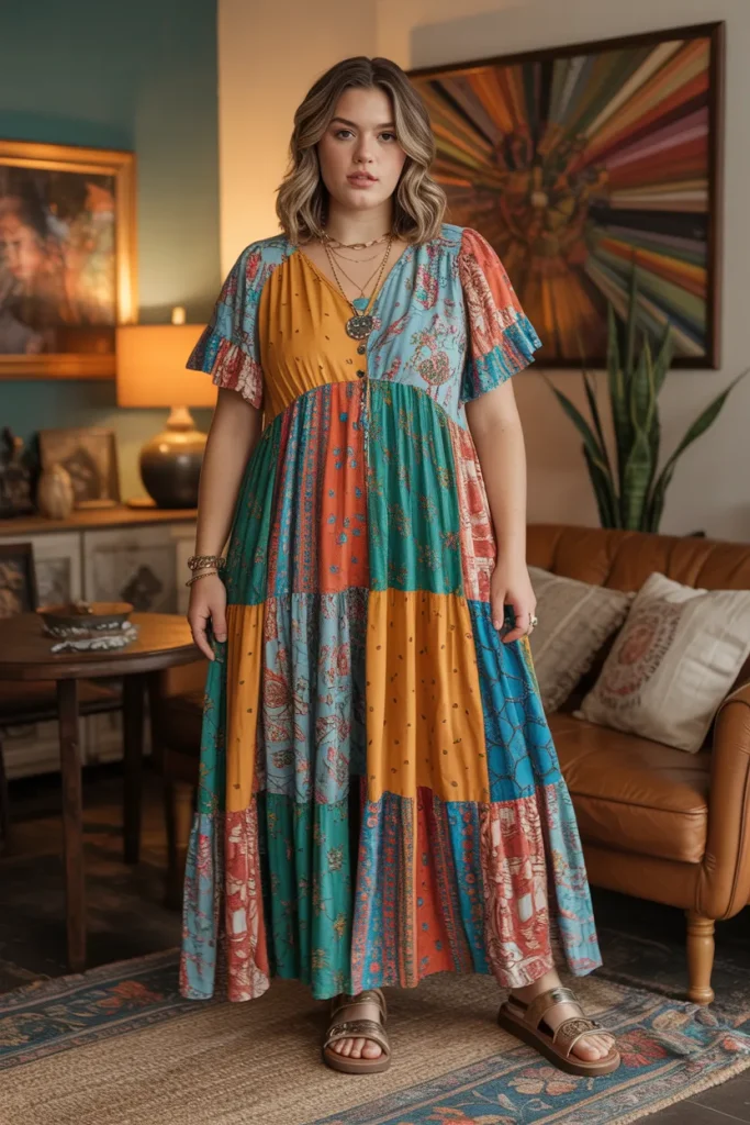 Patchwork Maxi Dress for Boho Vibes