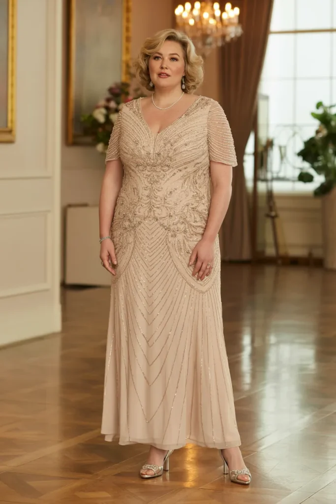 Premium Quality V Neckline Beaded Wedding Dress