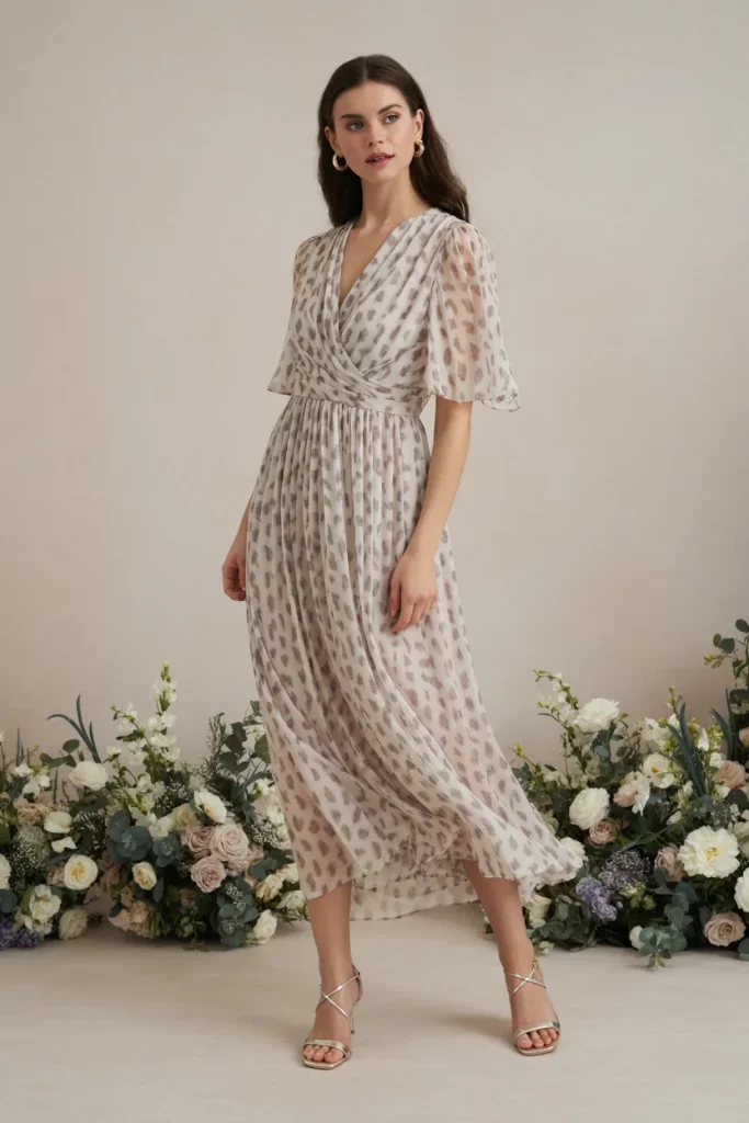 Printed Chiffon Dress Outfit