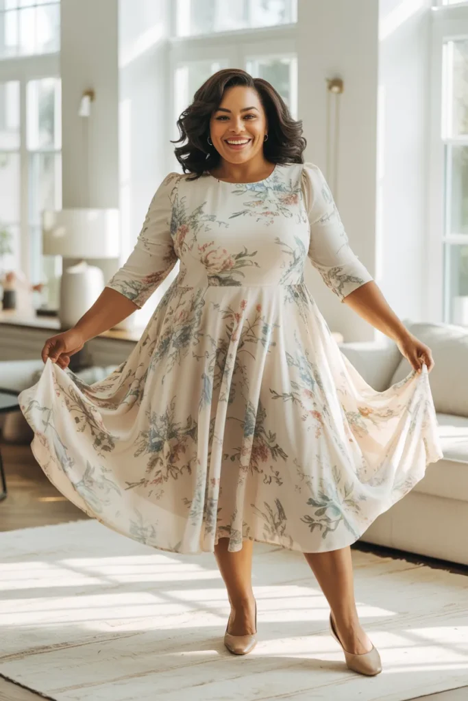 Printed Flowy Midi Dress