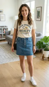 Property T Shirt with Denim Skirt