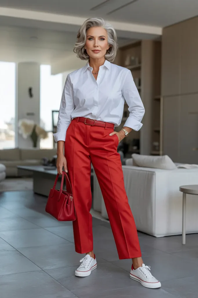 Red White Casual Combination