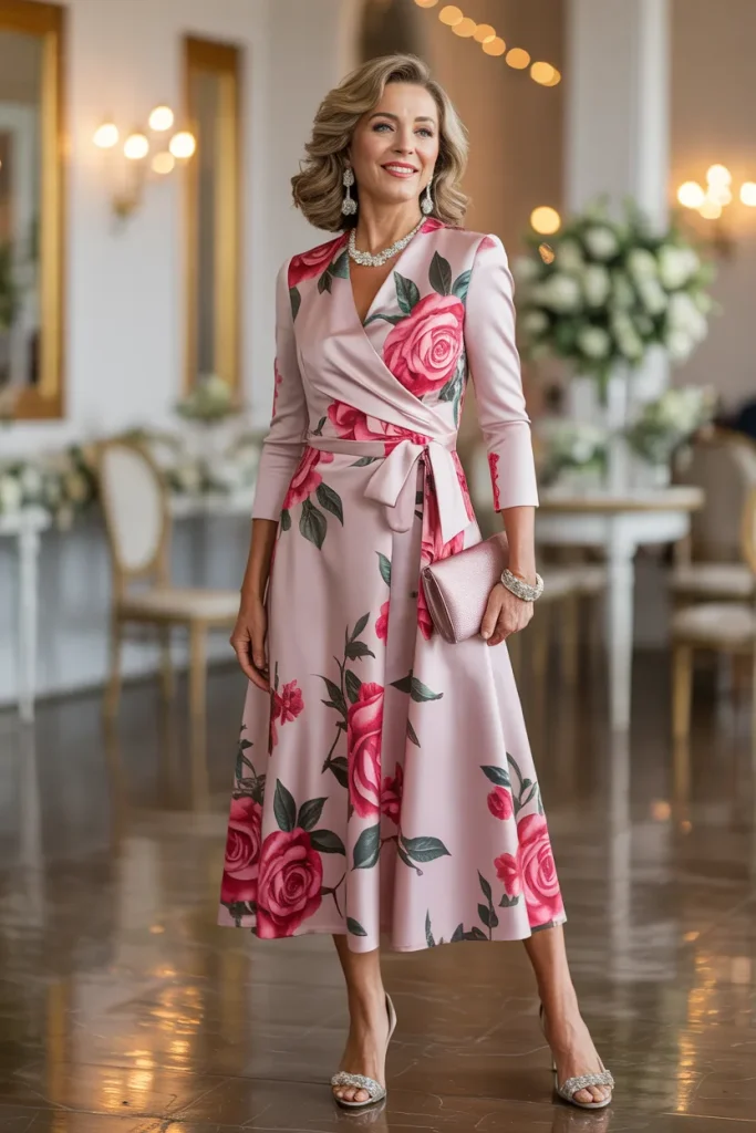 Rose Floral Wrap Midi