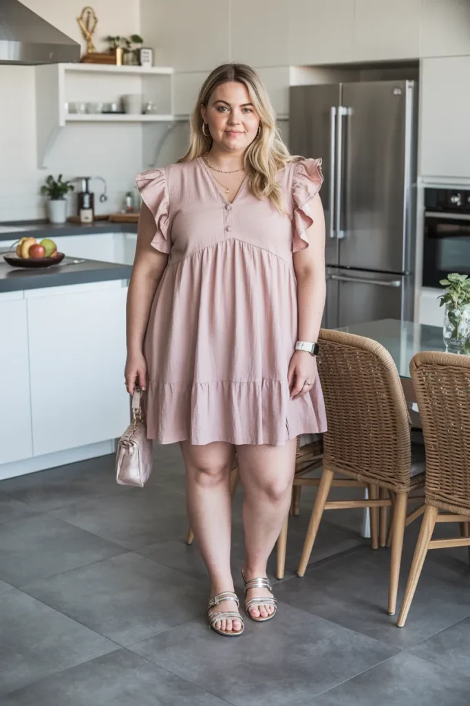 Ruffle Sleeve Mini Dress for Casual Brunch