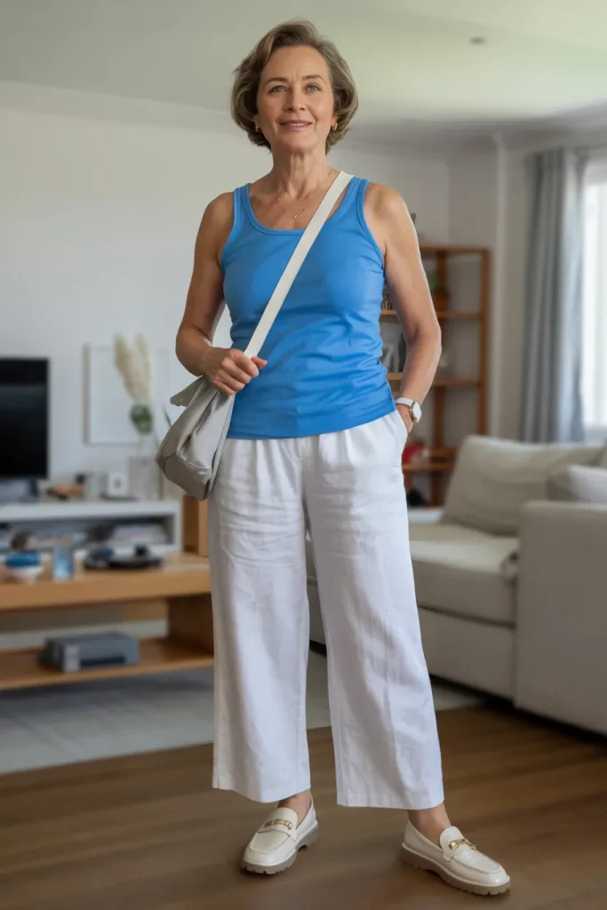 Sky Blue Tank Linen Pants