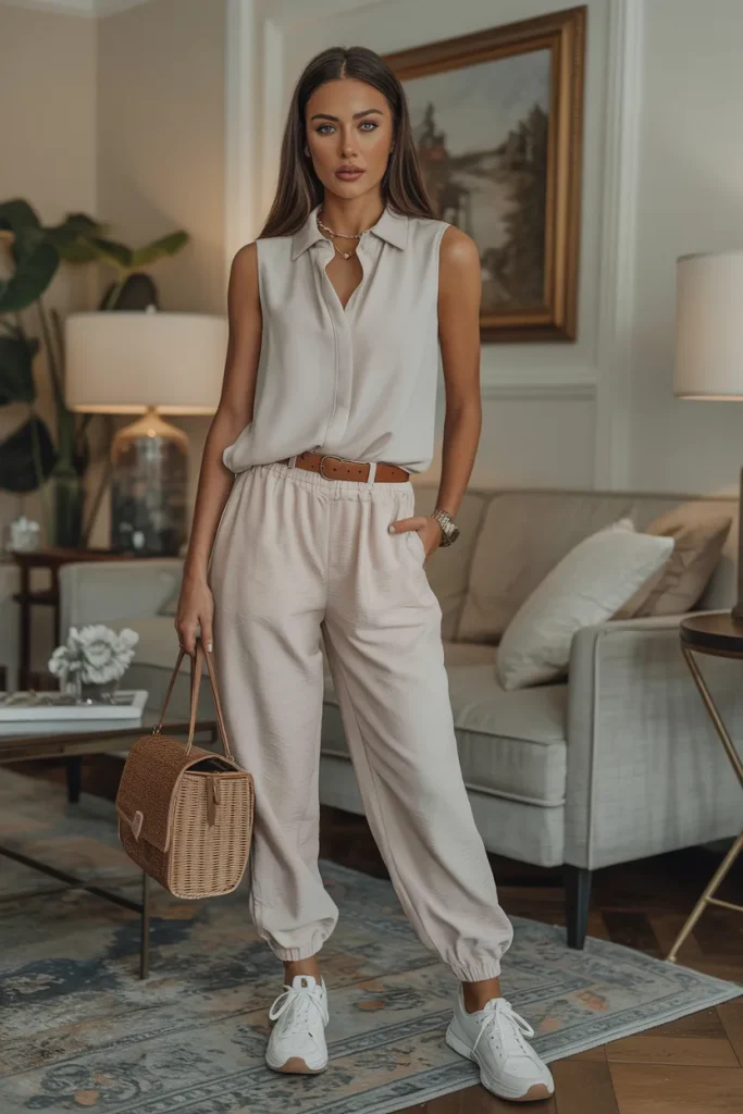 Sleeveless Blouse Lightweight Joggers