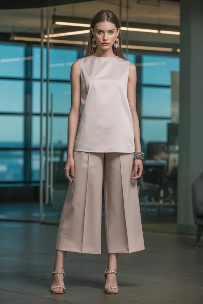 Sleeveless Blouse with Culottes