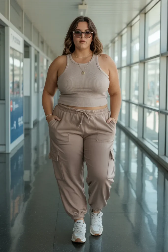 Sleeveless Tank Tops with Cargo Joggers