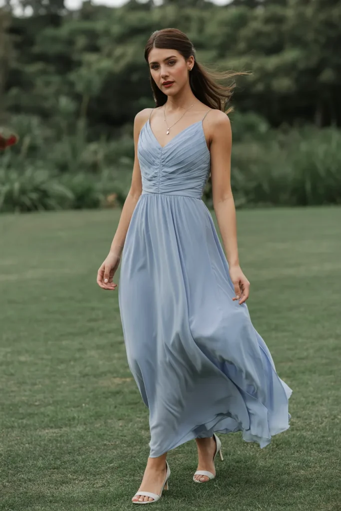 Soft Blue Chiffon Maxi Dress