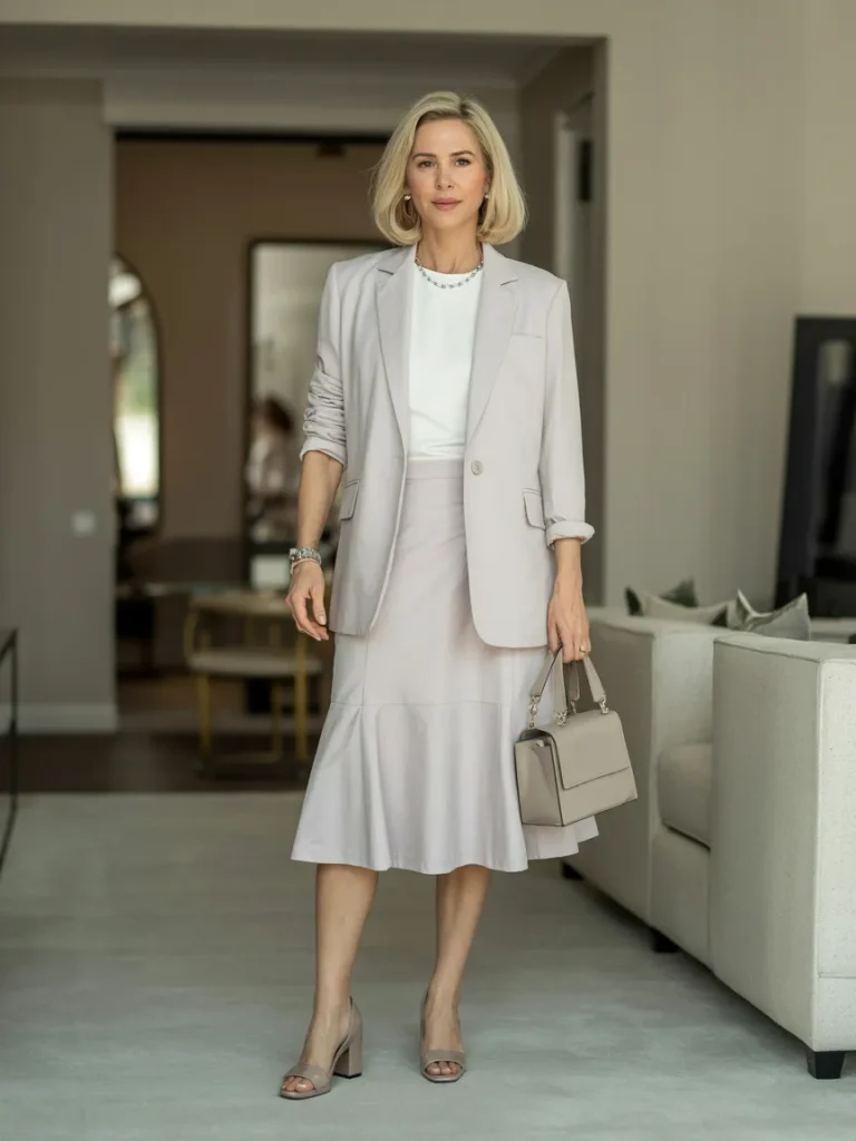 Spring Lightweight Blazer with White Top